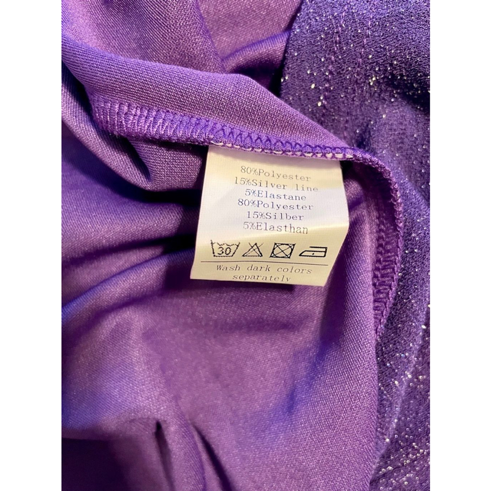 Kim Curvy 20W Purple Silver Sparkly One Shoulder long sleeve cocktail dress 6669 - Picture 8 of 8